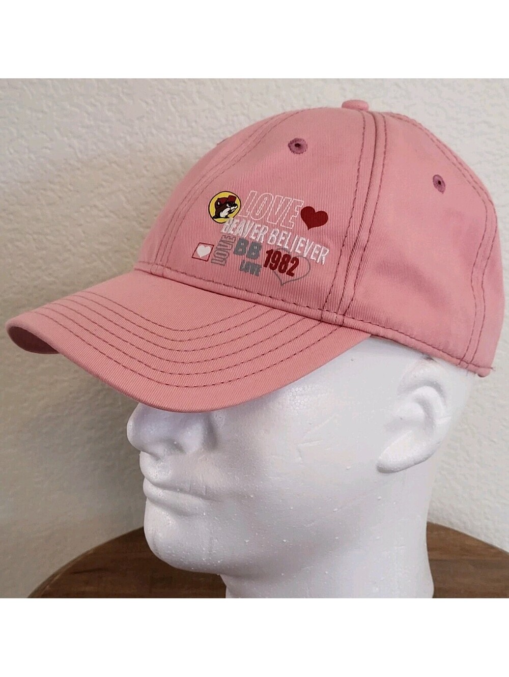 Buc-ee's Adult OS All Pink Embroidered Beaver Believer Love 1982 Adjustable